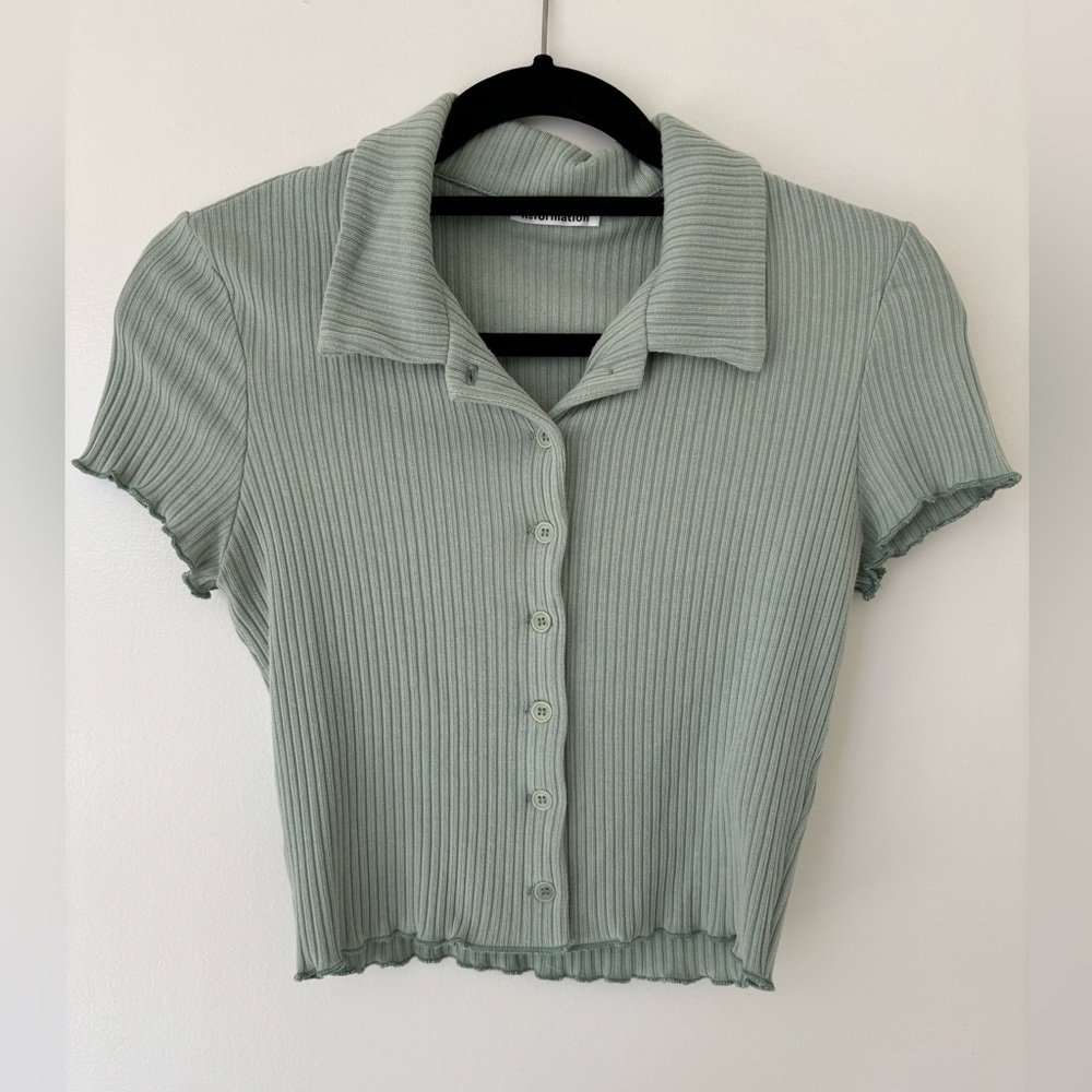 Reformation Sage Green Button Down Shirt
